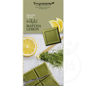 Benjamissimio bio vegán fehér csokoládé matcha tea és citrom 70 g