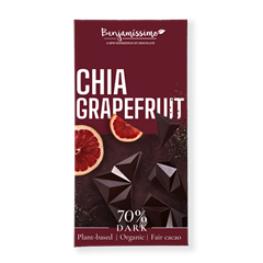 Benjamissimio bio vegán fekete csokoládé chia grapefruit 60 g