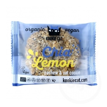 Kookie Cat bio vegán gluténmentes chia és citrom kesudiós zabkeksz 50 g