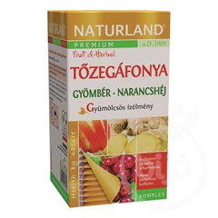 Naturland gyümölcstea tőzegáfonya-gyömbér narancshéj 20x2g 40 g