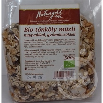 Naturgold bio tönköly müzli magvakkal, gyümölcsökkel 500 g