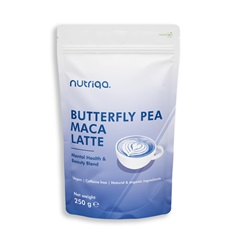 Nutriqa vegan koffeinmentes pillangóborsó-maca latte 250 g