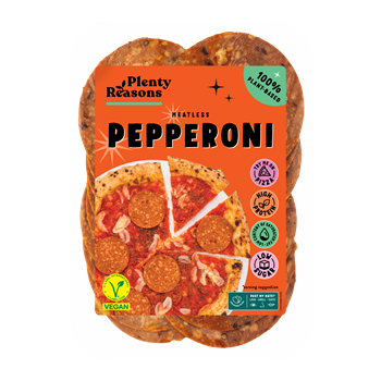 Plenty Reasons vegán pepperoni szalámi ízű szeletelt termék 100 g