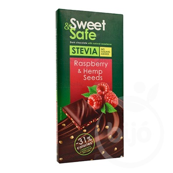 Sweet&safe étcsoki málnával,kenderrel,steviával 90 g