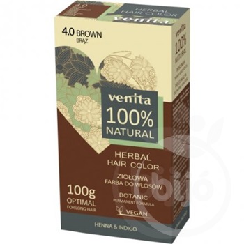 Venita 100% natural gyógynövényes hajfesték 4.0 barna 100 g