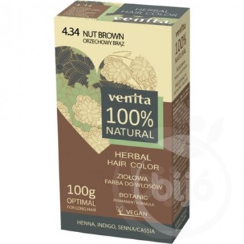 Venita 100% natural gyógynövényes hajfesték 4.34 mogyoró barna 100 g